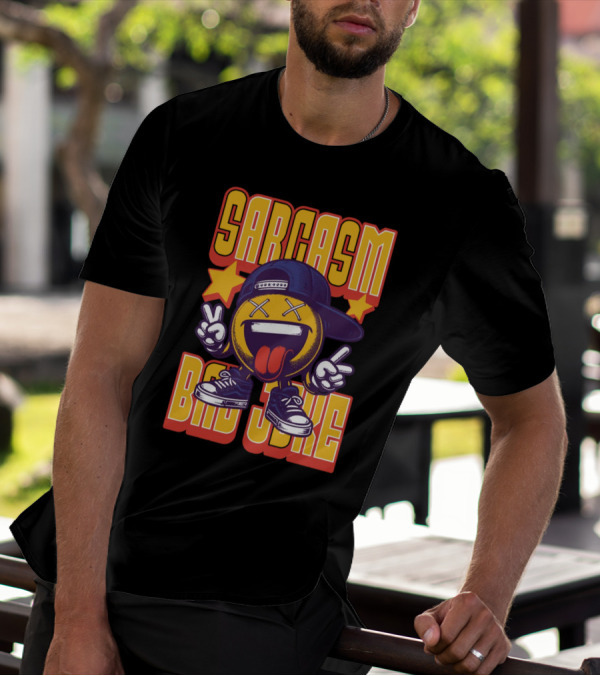 SARCASM BAD JOKE Emoji Character Laugh Peace Sign Cap Sneakers T-Shirt