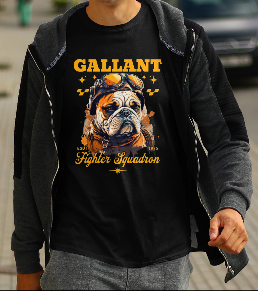 Gallant Bulldog Fighter Squadron 1975 Vintage Pilot Theme ESDT T-Shirt