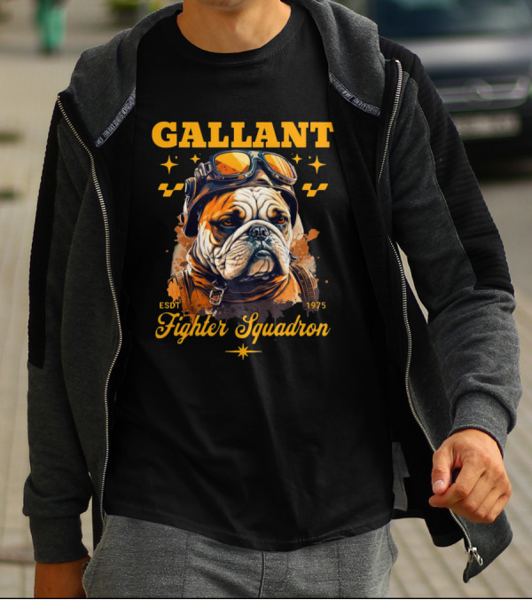 Gallant Bulldog Fighter Squadron 1975 Vintage Pilot Theme ESDT T-Shirt