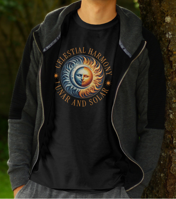 Celestial Harmony Lunar And Solar Duality Moon And Sun Symmetry T-Shirt