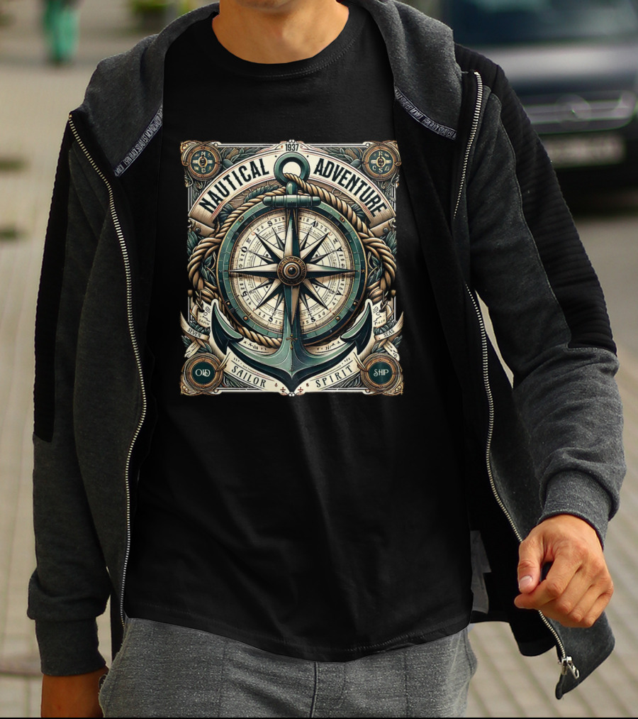 Nautical Adventure 1937 Old Sailor Spirit Ship Compass Anchor T-Shirt