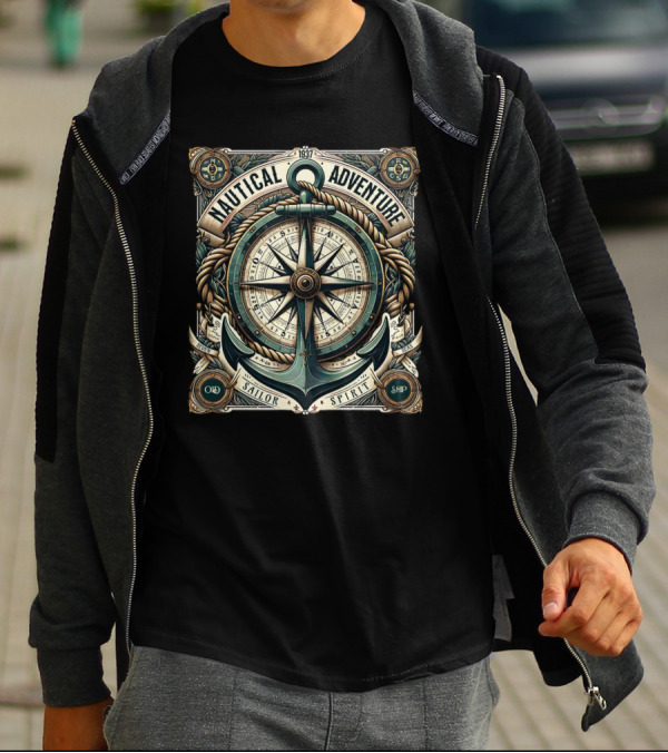 Nautical Adventure 1937 Old Sailor Spirit Ship Compass Anchor T-Shirt
