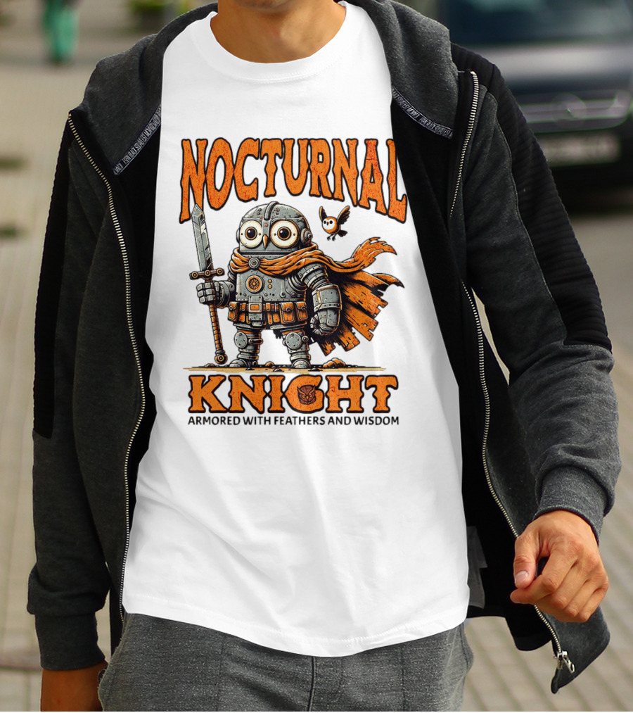 Nocturnal Knight Armored With Feathers And Wisdom Owl T-Shirt