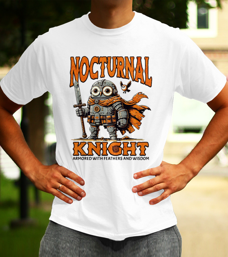 Nocturnal Knight Armored With Feathers And Wisdom Owl T-Shirt