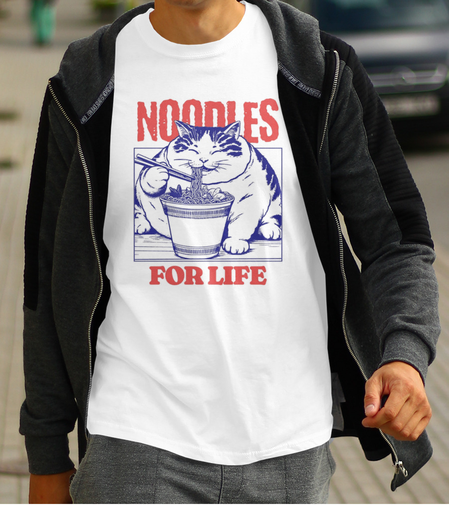 Noodles For Life Cat Eating Ramen T-Shirt