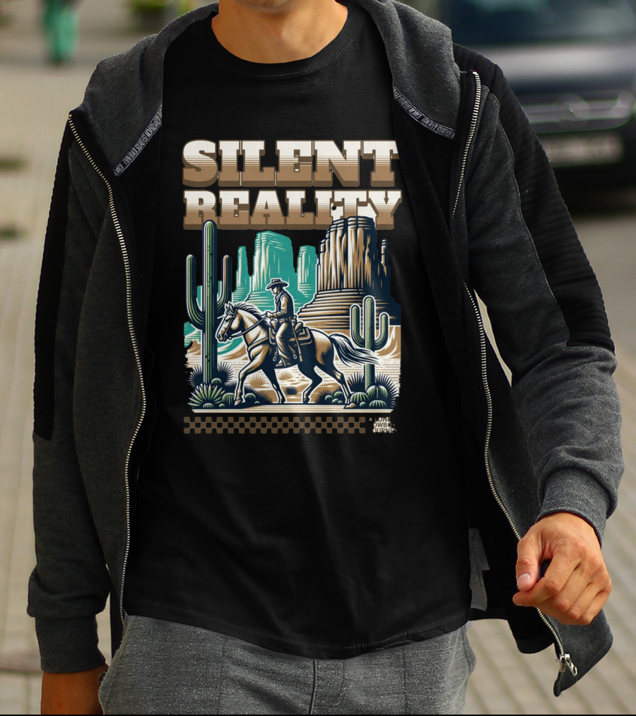 Silent Reality Cowboy Landscape With Cactus And Buttes T-Shirt