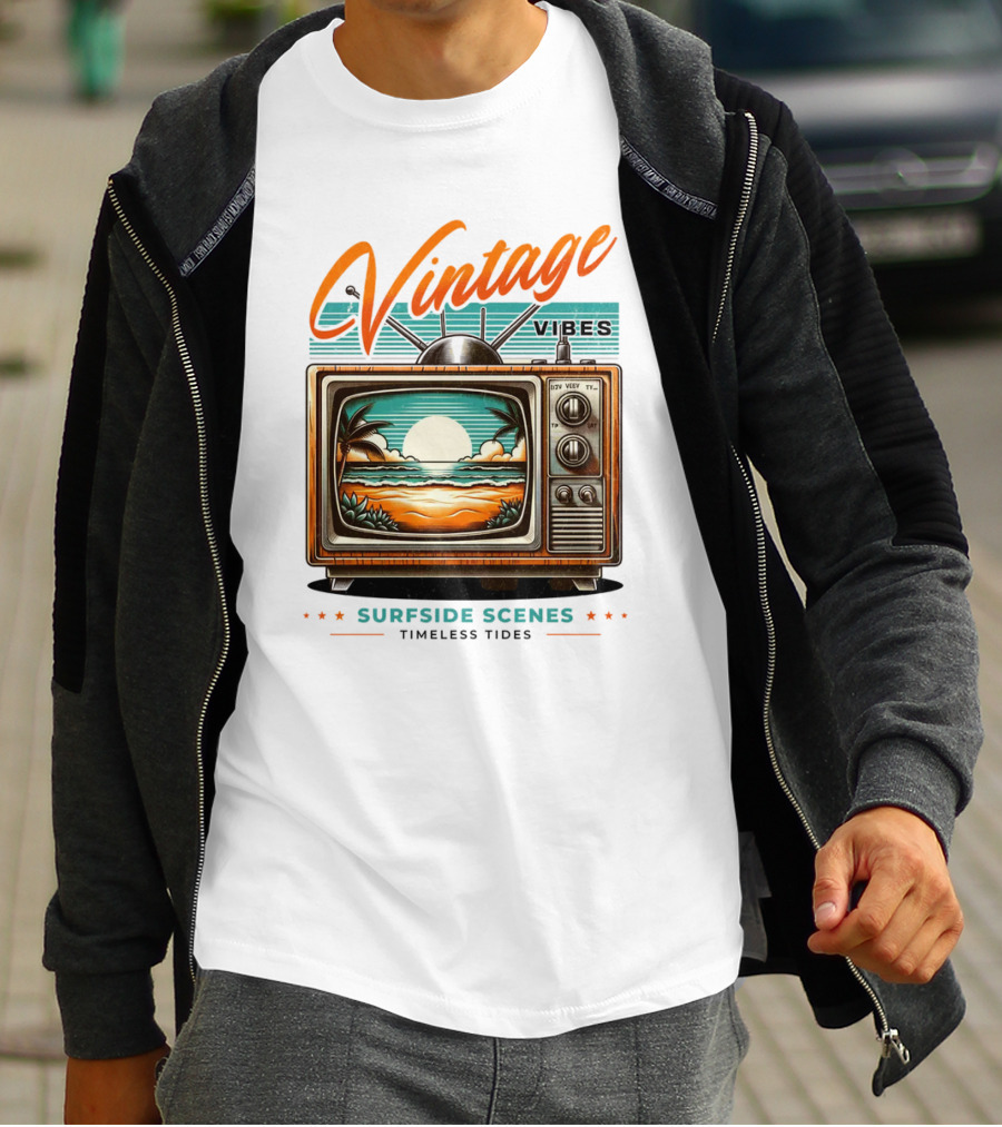Vintage Vibes Surfside Scenes Timeless Tides T-Shirt
