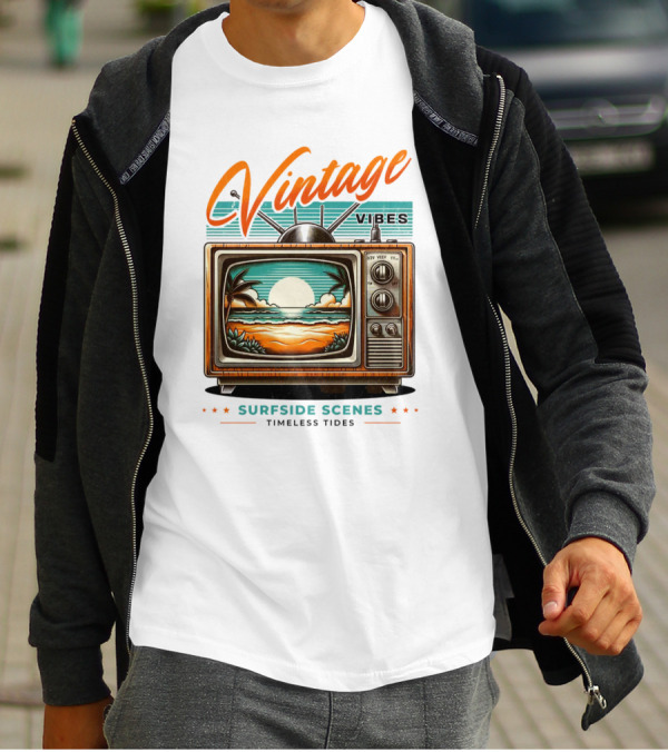 Vintage Vibes Surfside Scenes Timeless Tides T-Shirt