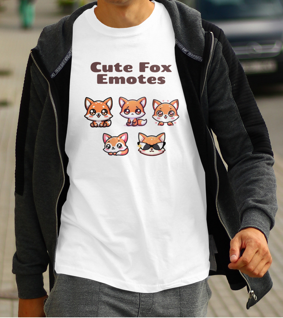 Cute Fox Emotes Collection Playful Expressions T-Shirt