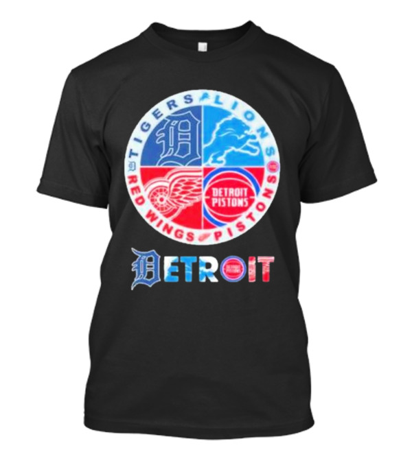 Detroit Tigers Lions Red Wings Pistons Circle T-Shirt