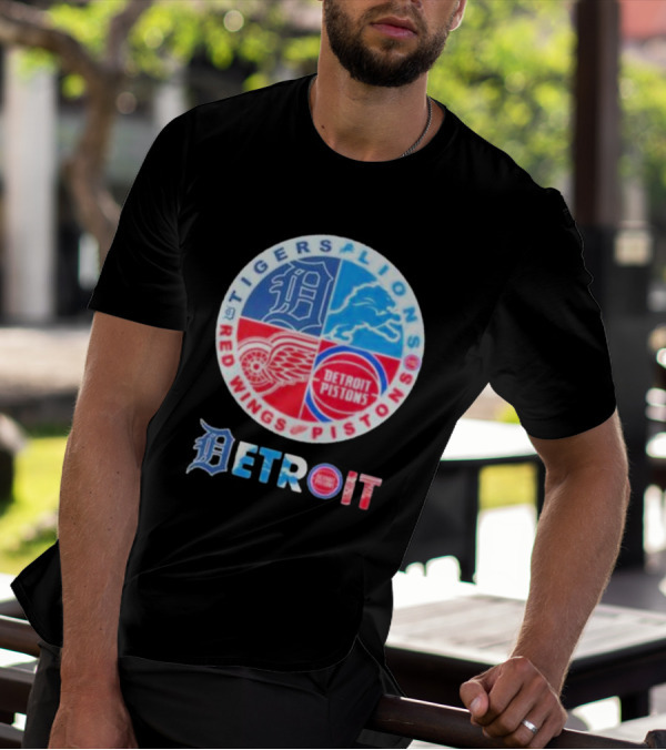 Detroit Tigers Lions Red Wings Pistons Circle T-Shirt