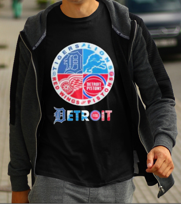 Detroit Tigers Lions Red Wings Pistons Circle T-Shirt