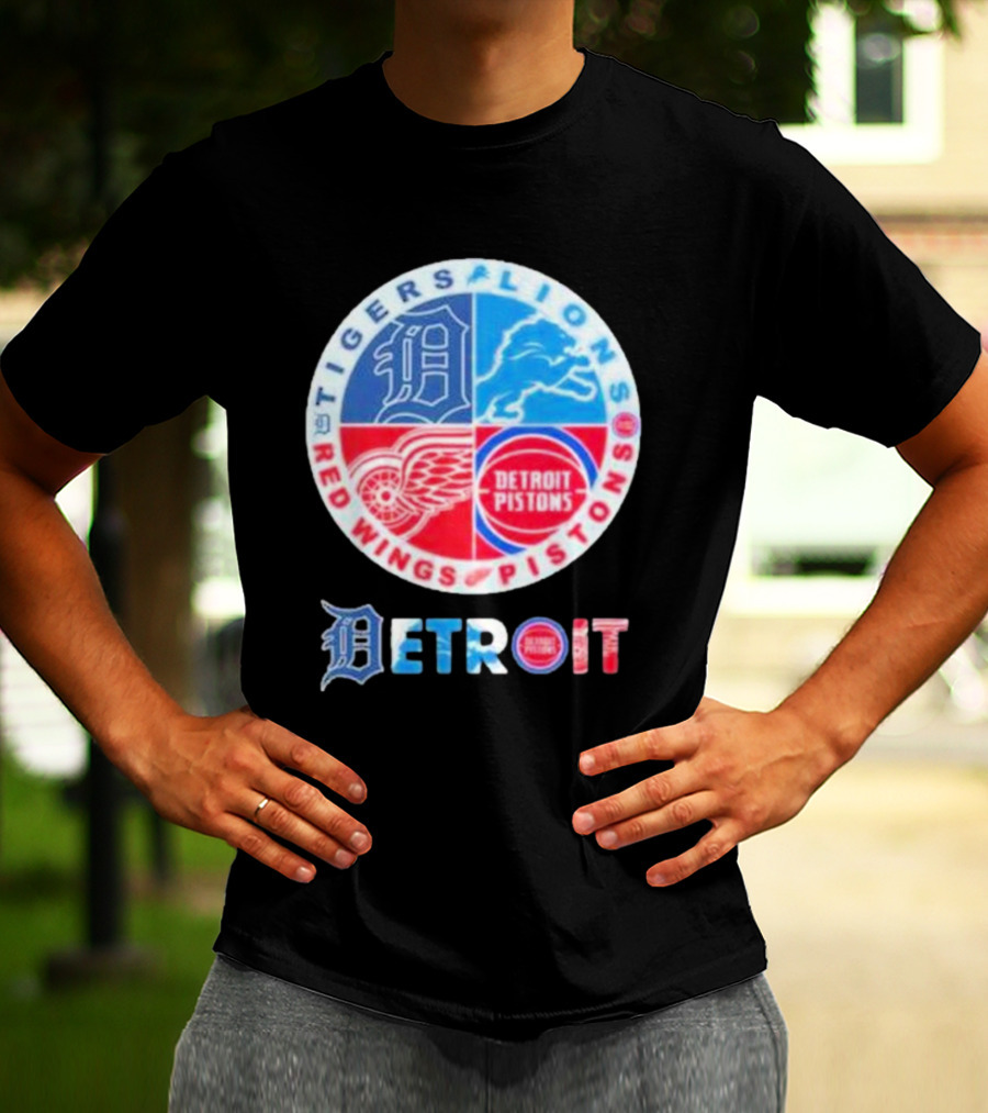 Detroit Tigers Lions Red Wings Pistons Circle T-Shirt