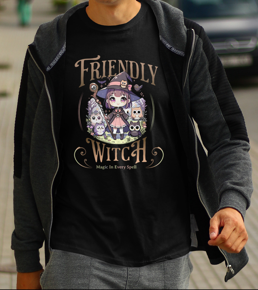 Friendly Witch Magic In Every Spell Kawai Owls Cute Anime T-Shirt