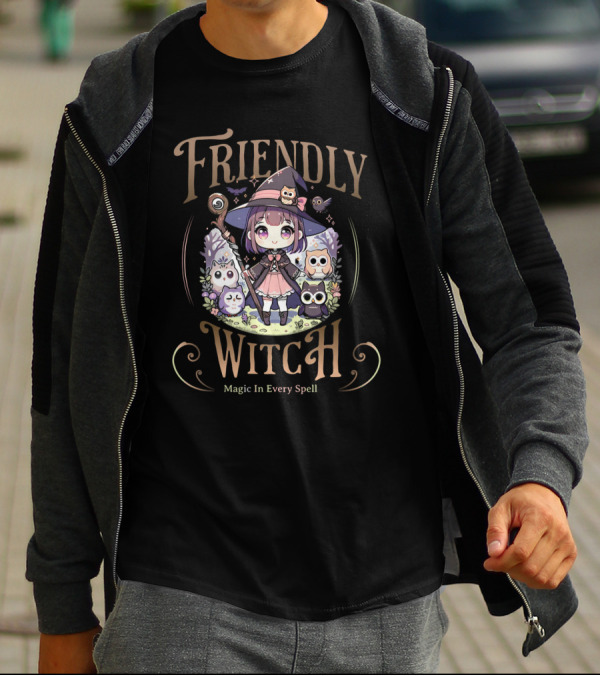 Friendly Witch Magic In Every Spell Kawai Owls Cute Anime T-Shirt