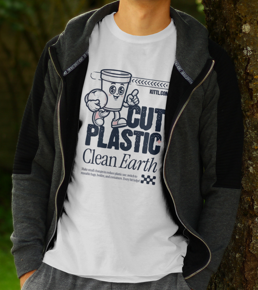 CUT PLASTIC Clean Earth KITTLCOM T-Shirt
