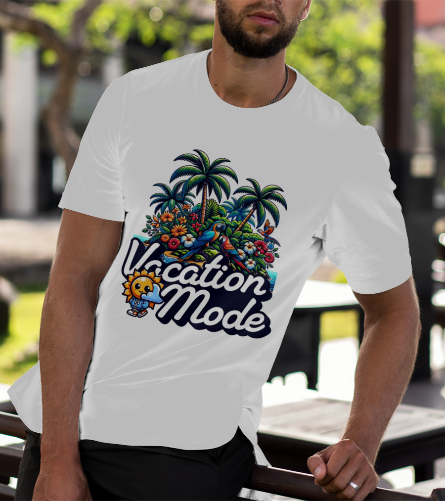 Vacation Mode Tropical Paradise Parrots And Palms T-Shirt