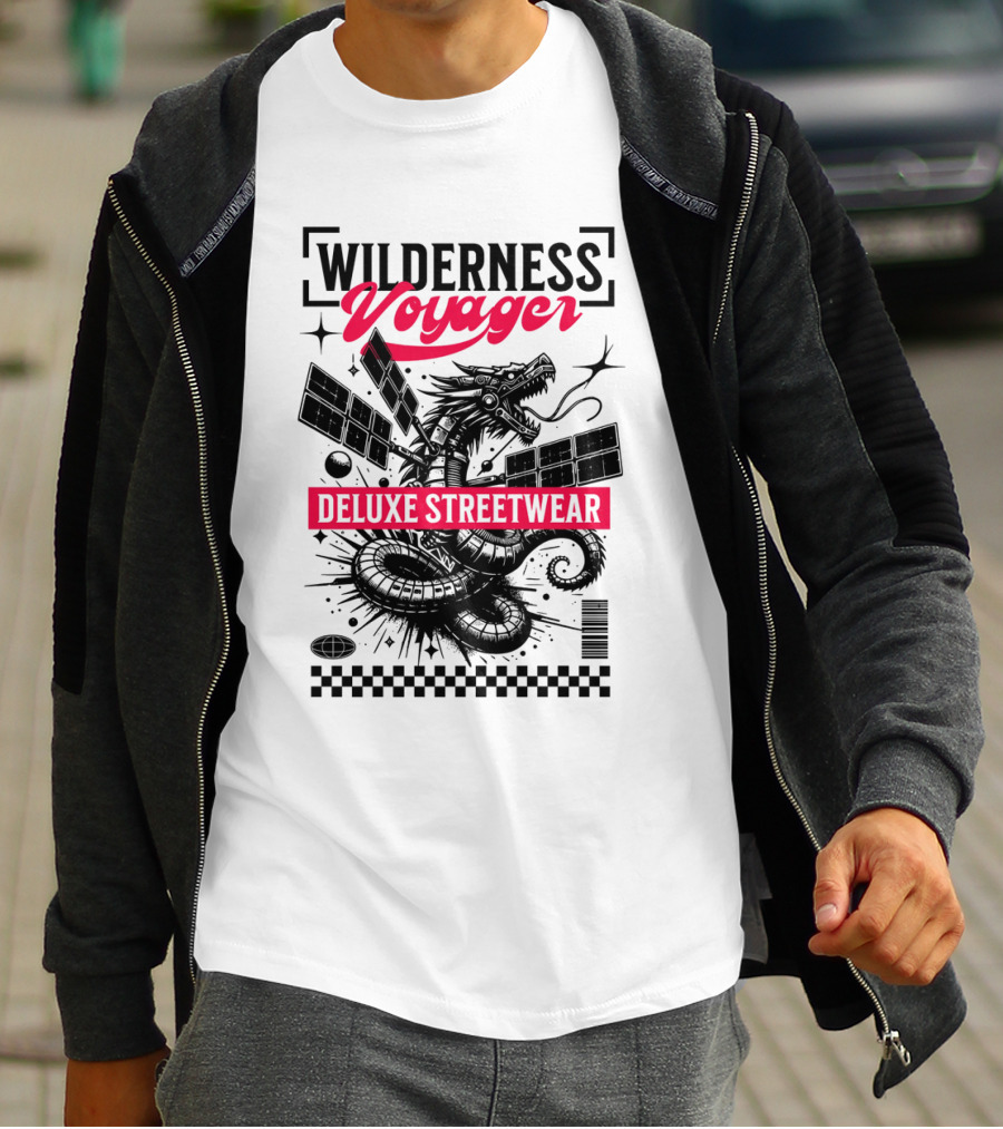Wilderness Voyager Deluxe Streetwear Dragon Satellite T-Shirt