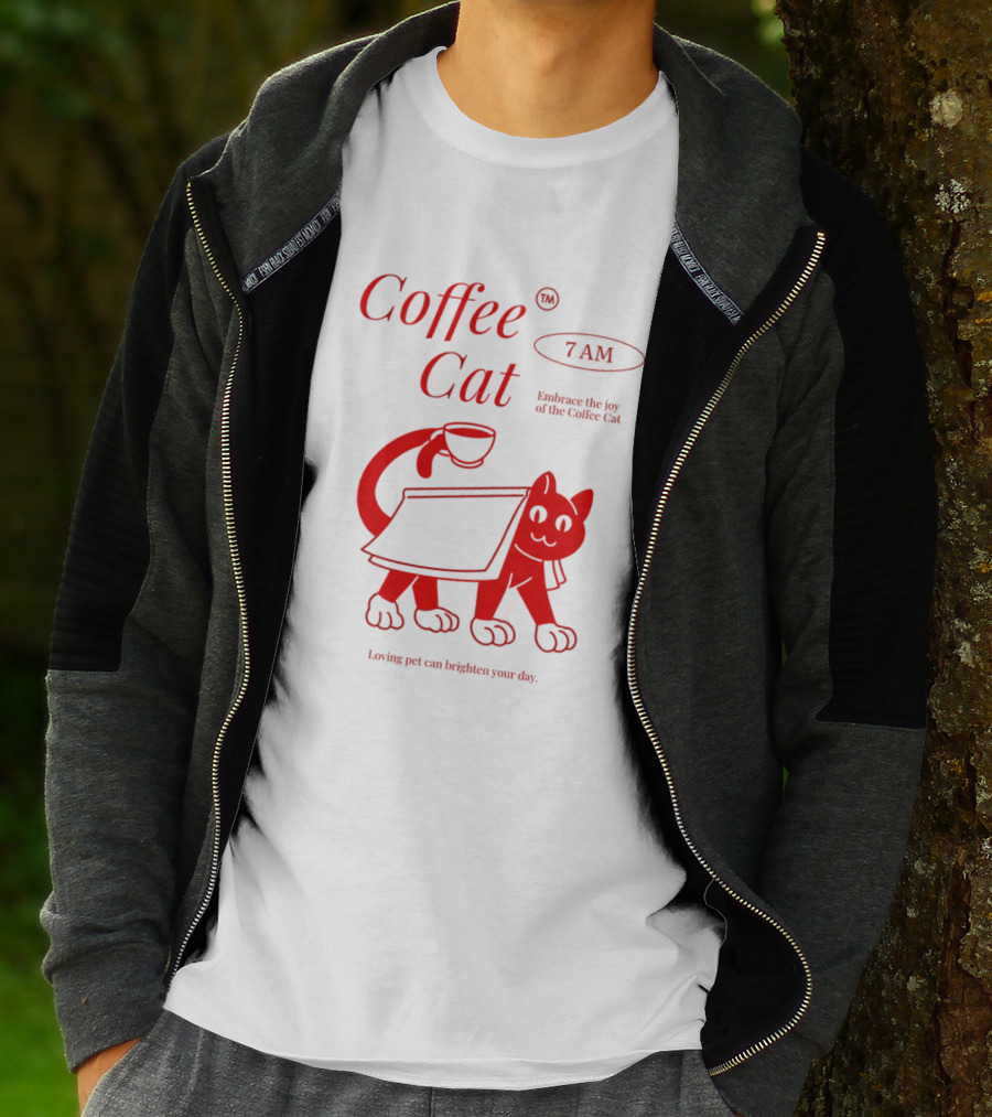 Coffee Cat 7 AM Embrace The Joy Of The Coffee Cat T-Shirt