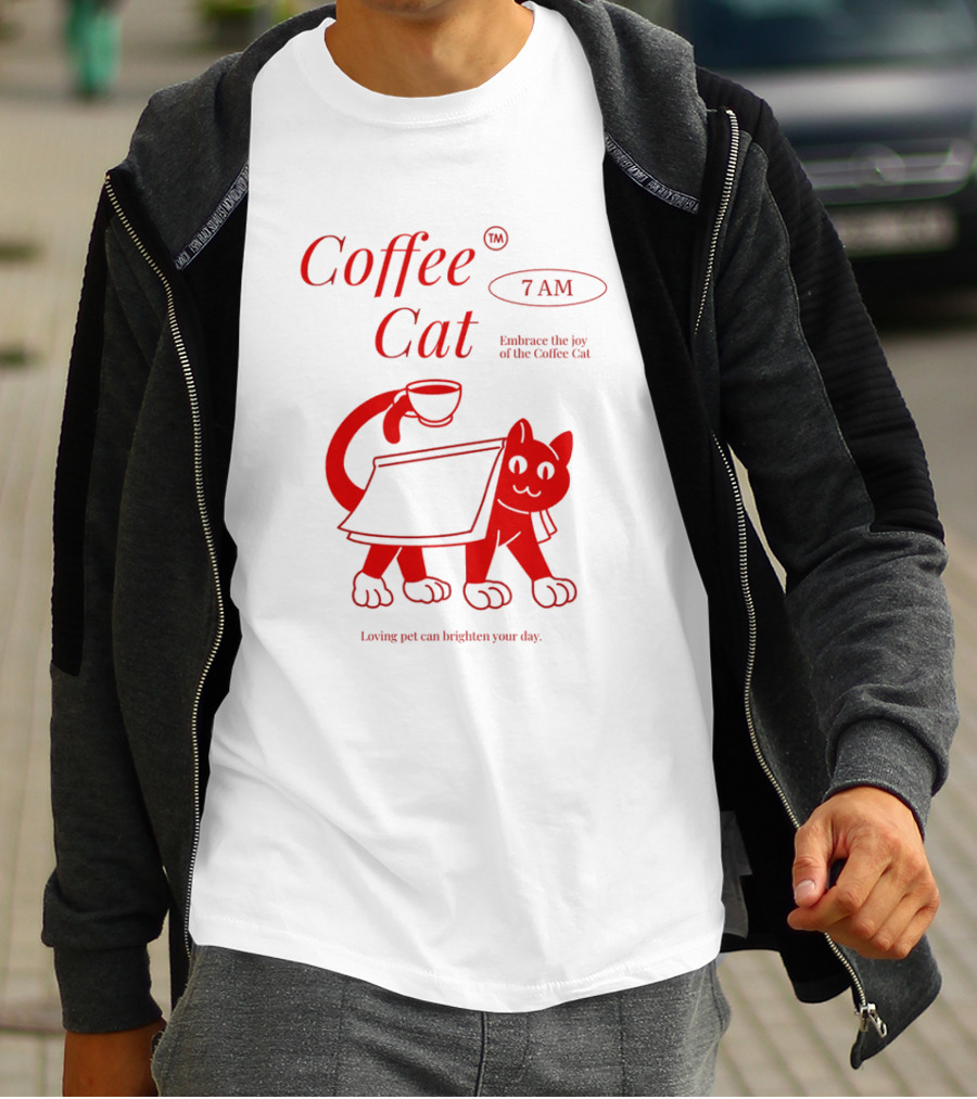 Coffee Cat 7 AM Embrace The Joy Of The Coffee Cat T-Shirt