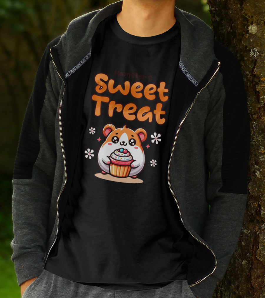 Hamster's Sweet Treat Cupcake Cute Creamy Delight T-Shirt