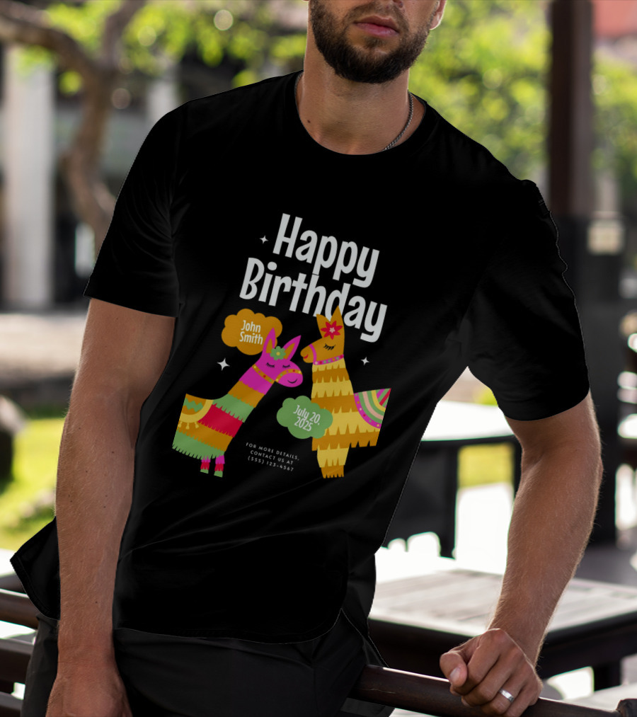 Happy Birthday John Smith Llamas July 20 2025 T-Shirt