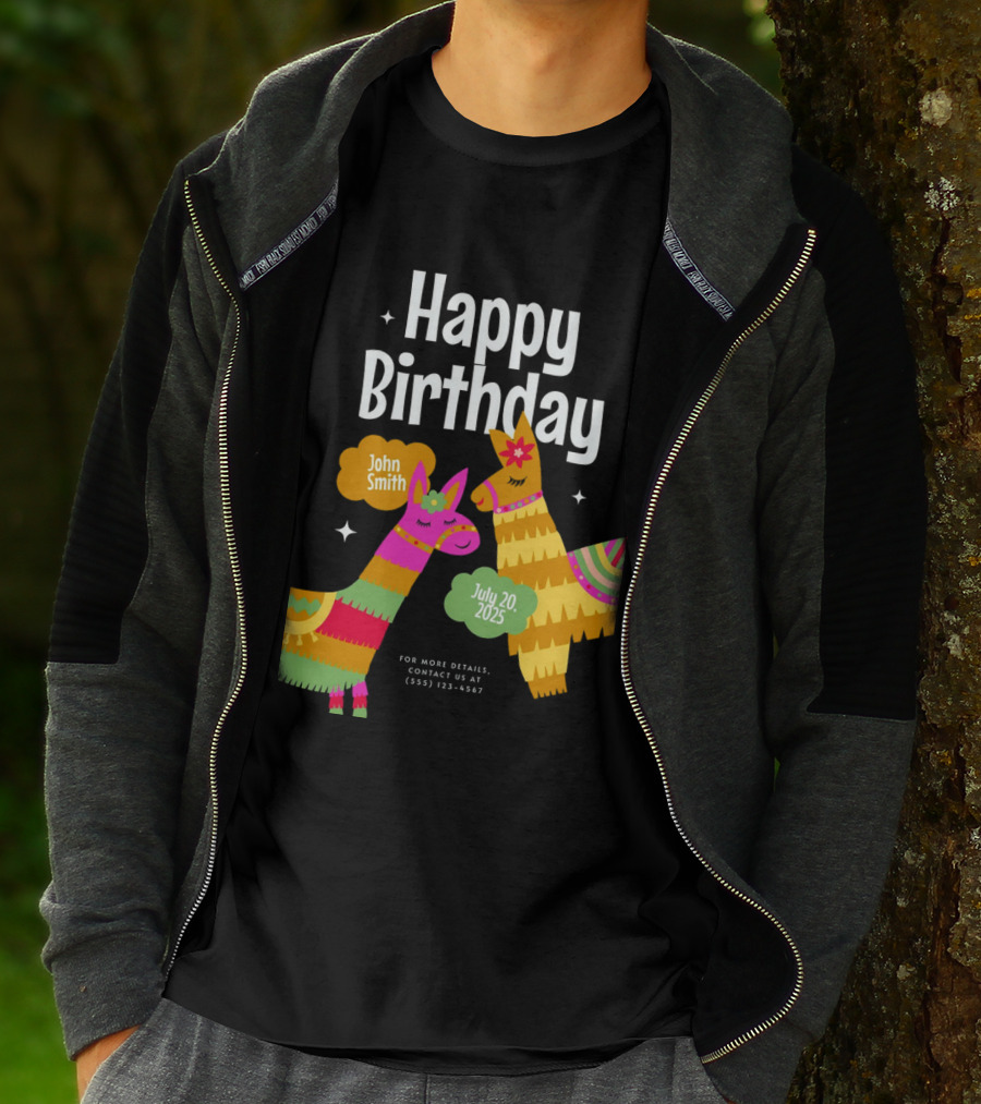 Happy Birthday John Smith Llamas July 20 2025 T-Shirt