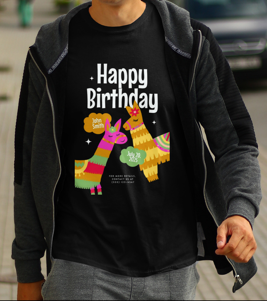 Happy Birthday John Smith Llamas July 20 2025 T-Shirt