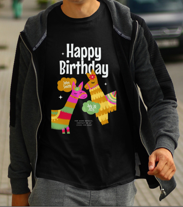 Happy Birthday John Smith Llamas July 20 2025 T-Shirt