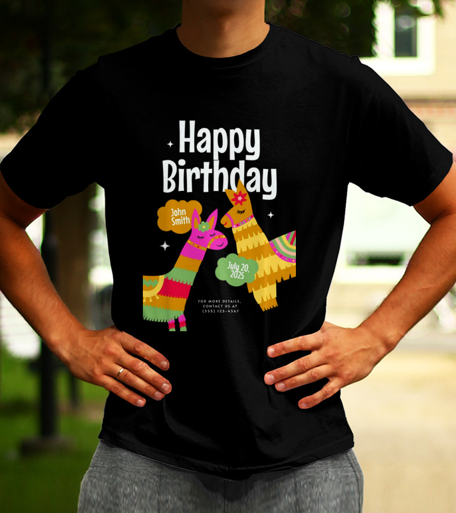 Happy Birthday John Smith Llamas July 20 2025 T-Shirt
