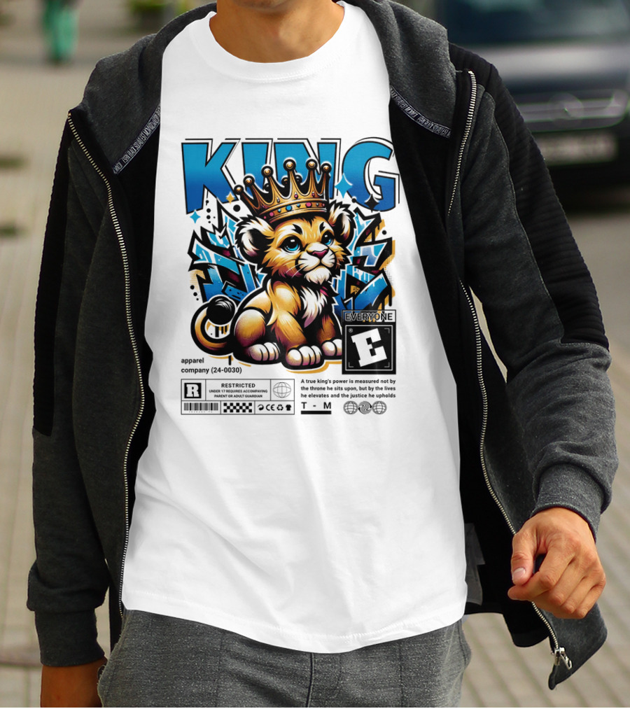 KING Lion Cub Crown Power True Justice Gaming E Motif T-Shirt