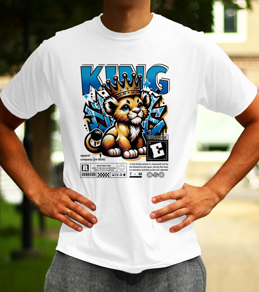 KING Lion Cub Crown Power True Justice Gaming E Motif T-Shirt