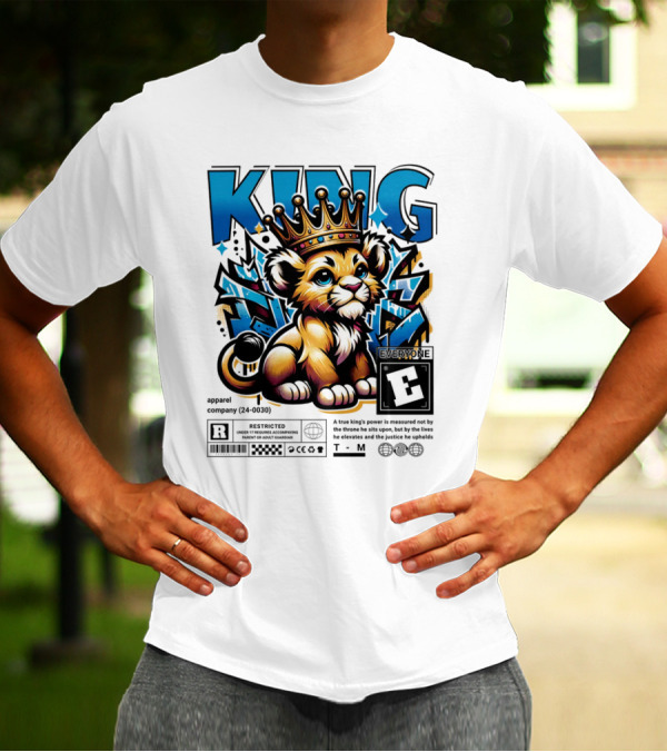 KING Lion Cub Crown Power True Justice Gaming E Motif T-Shirt