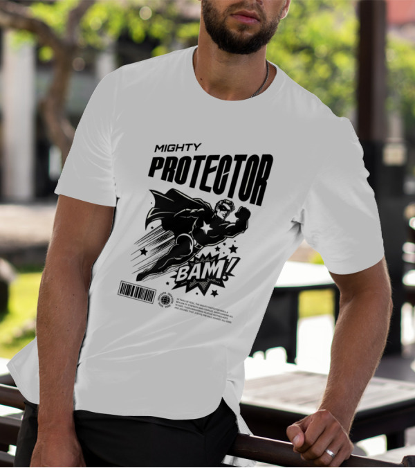 Mighty Protector BAAM Retro Comic Style Superhero T-Shirt