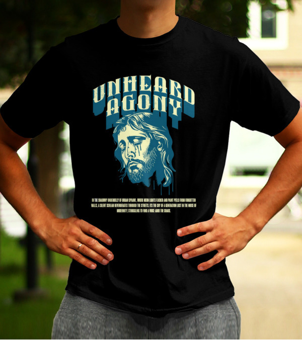 Unheard Agony Neon Lights Silent Scream Struggling Voice Chaos T-Shirt