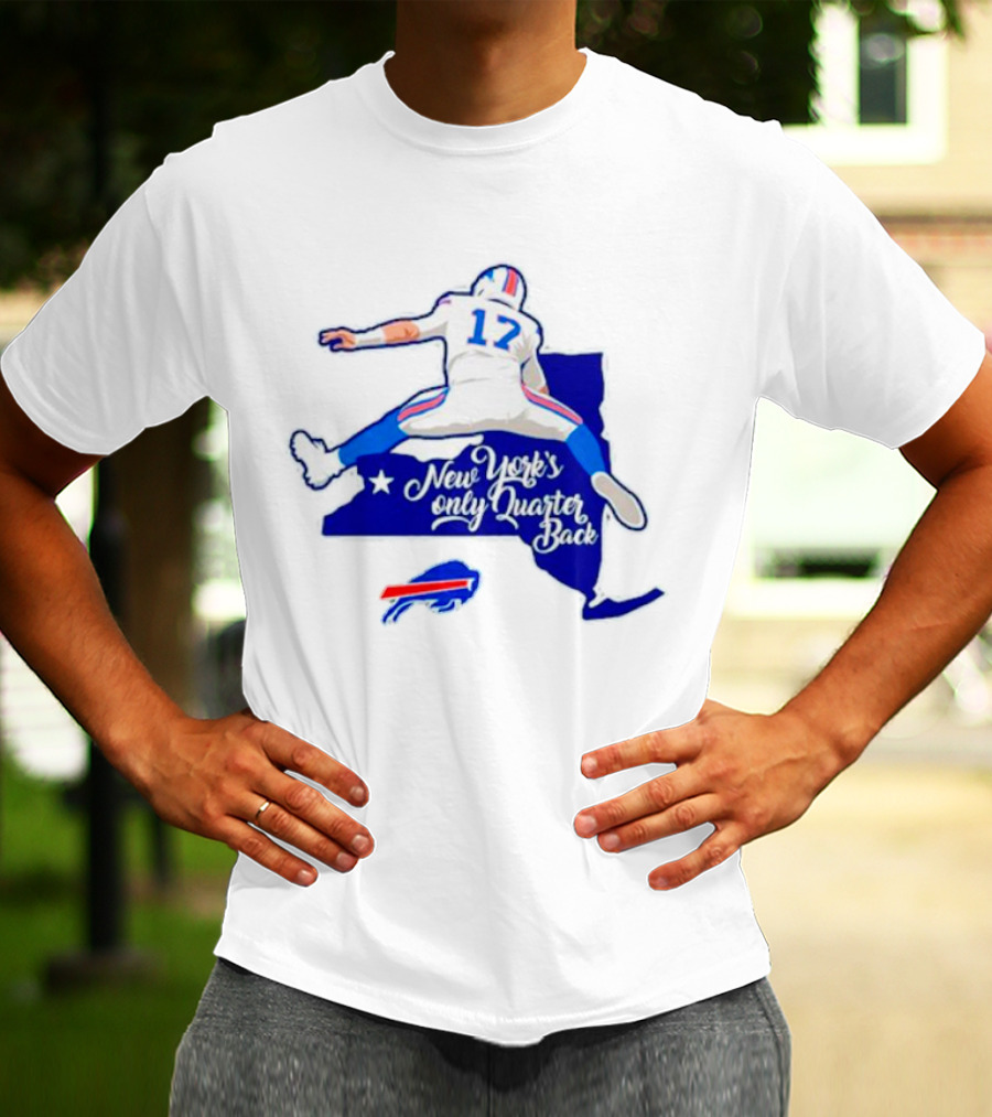 Buffalo Bills 17 New York's Only Quarterback With Iconic Jump And Team Colors T-Shirt