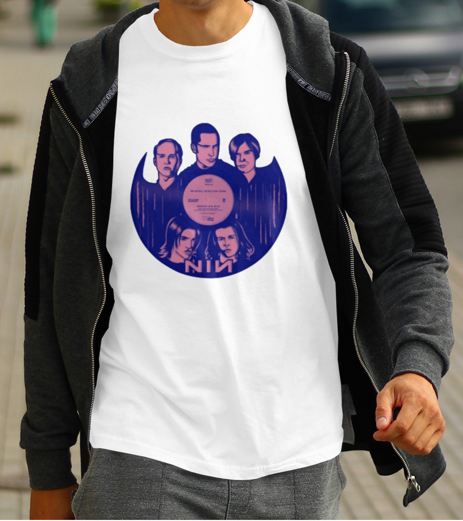 NIN Spiral Group Portrait With Record T-Shirt