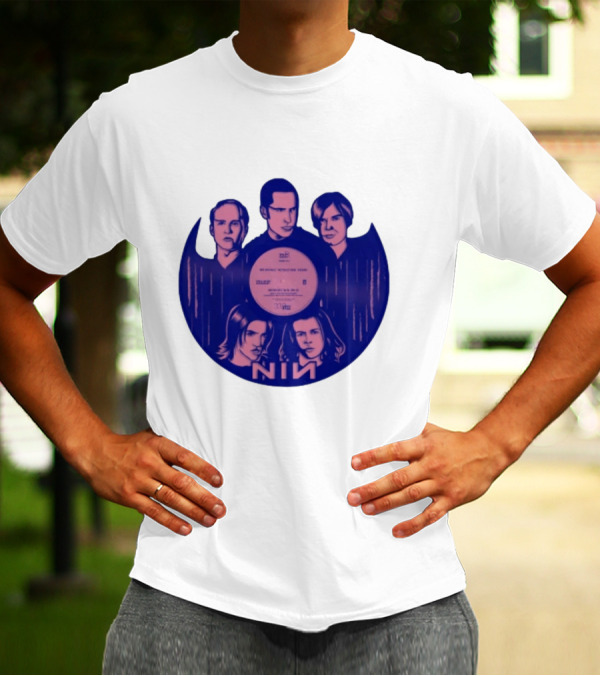 NIN Spiral Group Portrait With Record T-Shirt