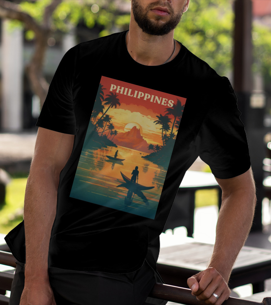 Philippines Sunset Canoe Adventure Tropical Paradise Scene T-Shirt