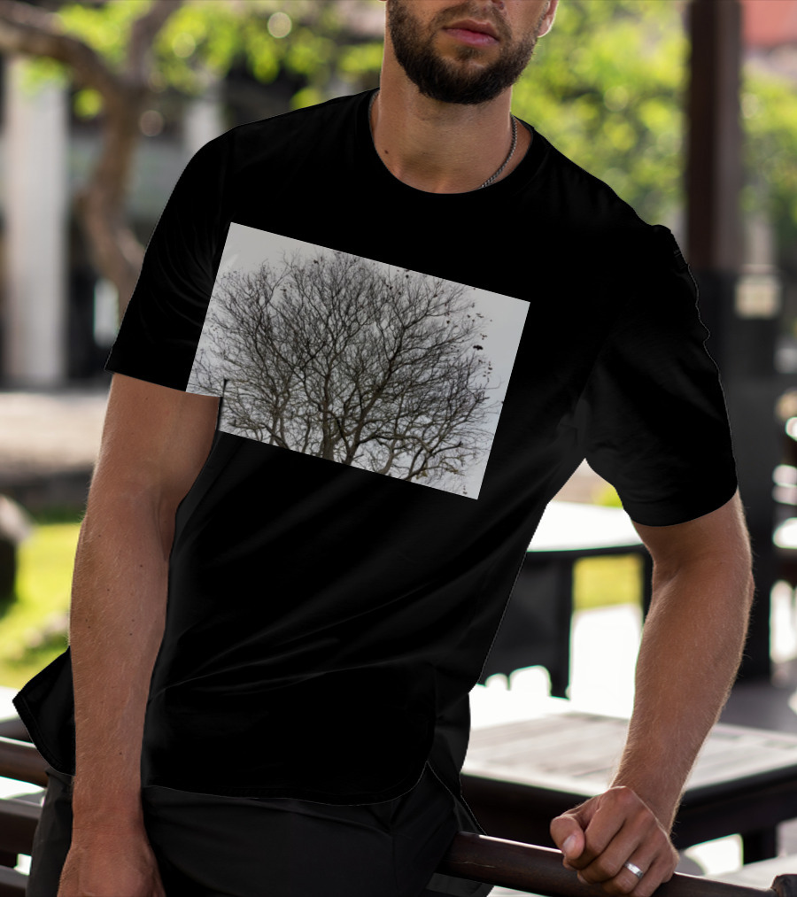 Winters Tracery Bare Tree Branches In Overcast Grey Sky T-Shirt