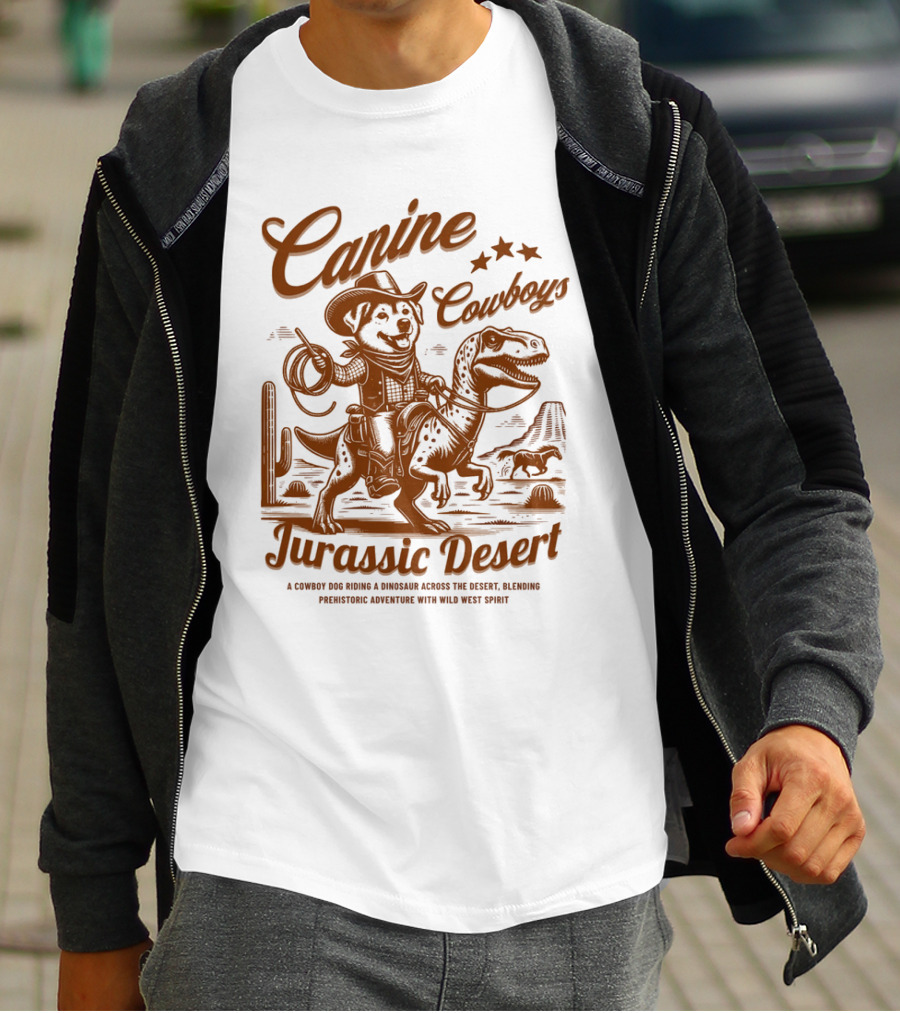 Canine Cowboys Jurassic Desert Adventure With Wild West Spirit T-Shirt