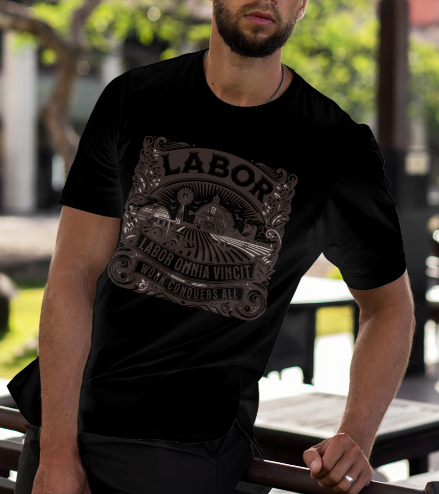 Labor Omnia Vincit Work Conquers All Farm Barn Windmill T-Shirt
