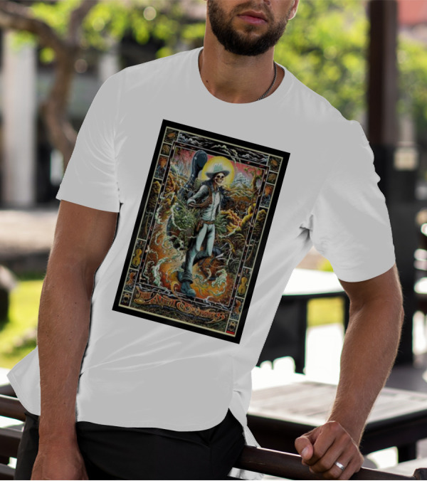 The Avett Brothers Skeleton Cowboy With Guitar And Sunburst Background Stanford T-Shirt