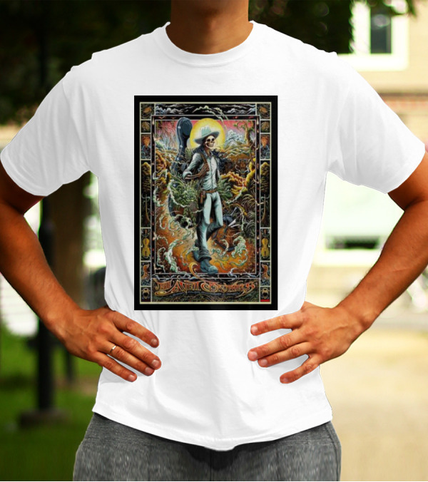 The Avett Brothers Skeleton Cowboy With Guitar And Sunburst Background Stanford T-Shirt