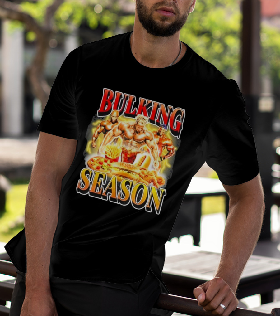 Notsafeforwear Bulking Season Muscular Trio And Feast T-Shirt