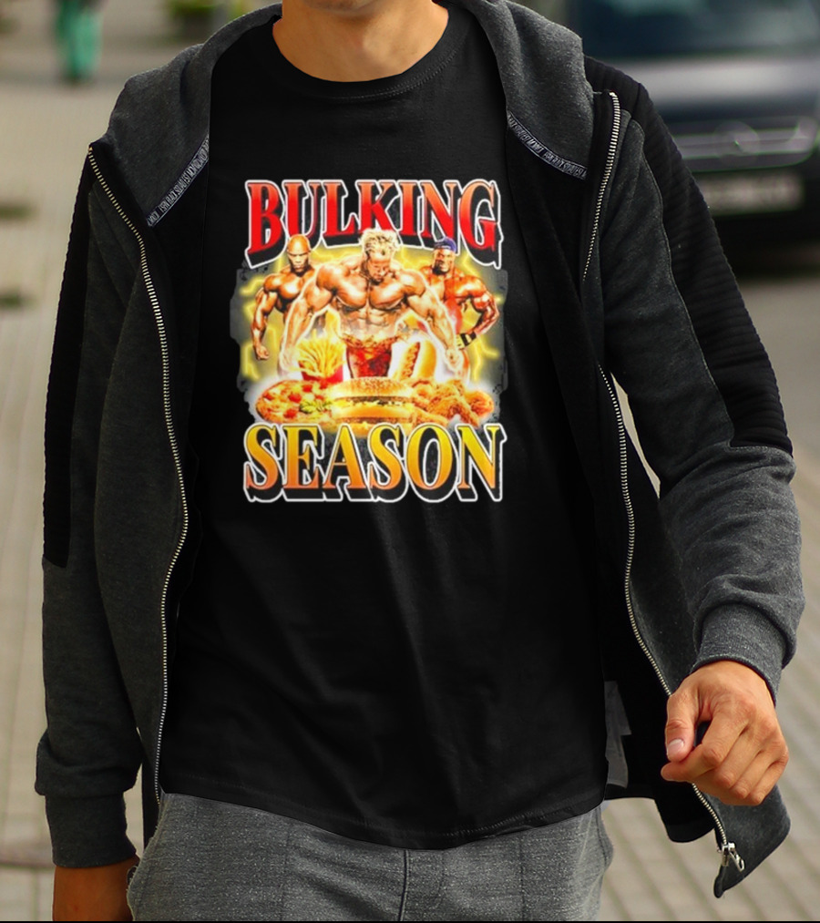 Notsafeforwear Bulking Season Muscular Trio And Feast T-Shirt