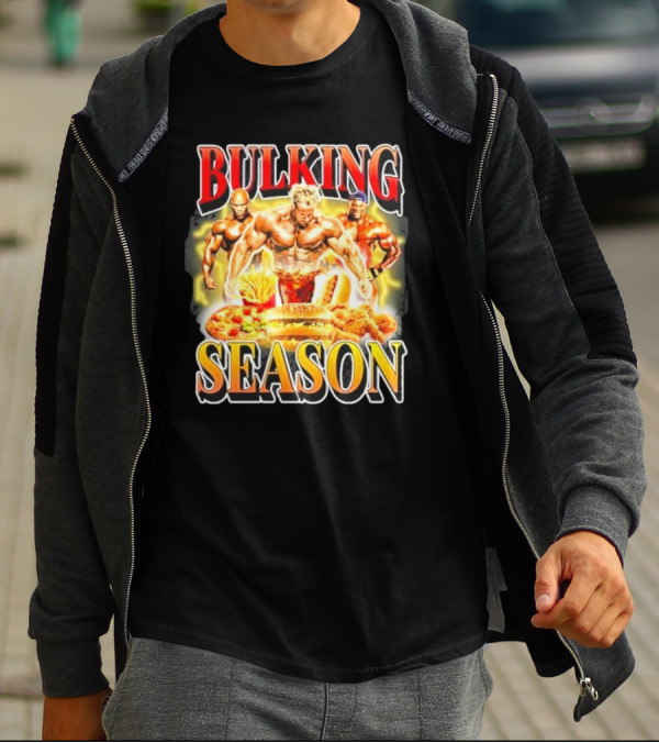 Notsafeforwear Bulking Season Muscular Trio And Feast T-Shirt