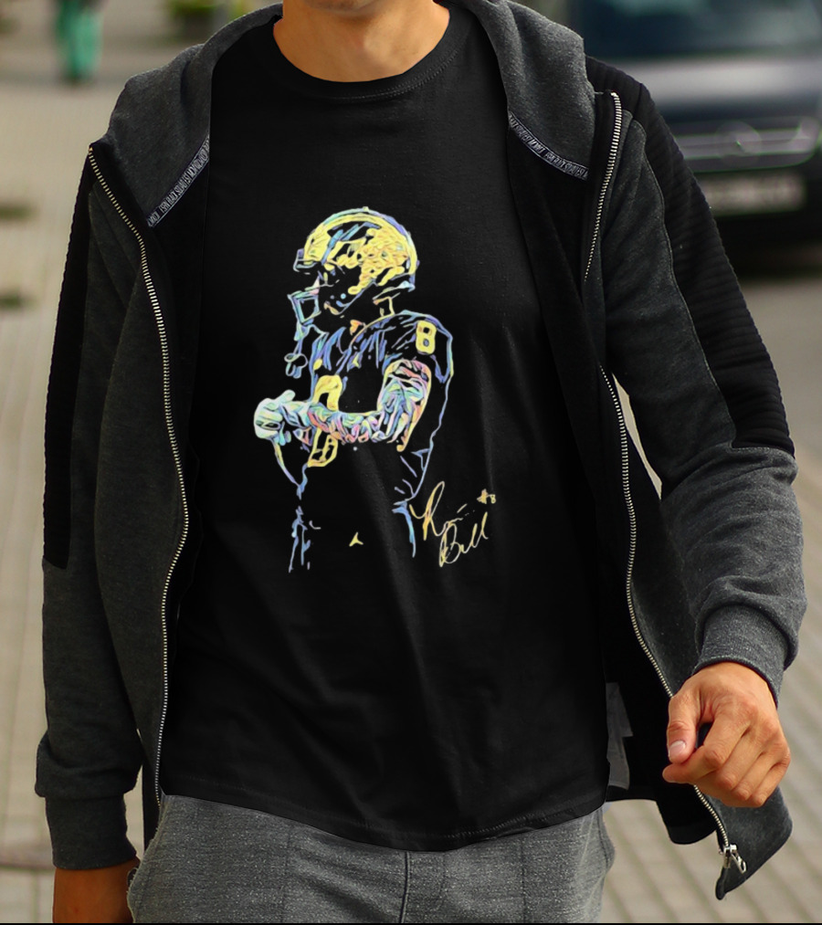 RB8 Signature Football Artwork With Player Number 8 T-Shirt