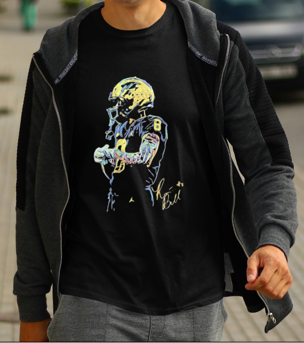 RB8 Signature Football Artwork With Player Number 8 T-Shirt