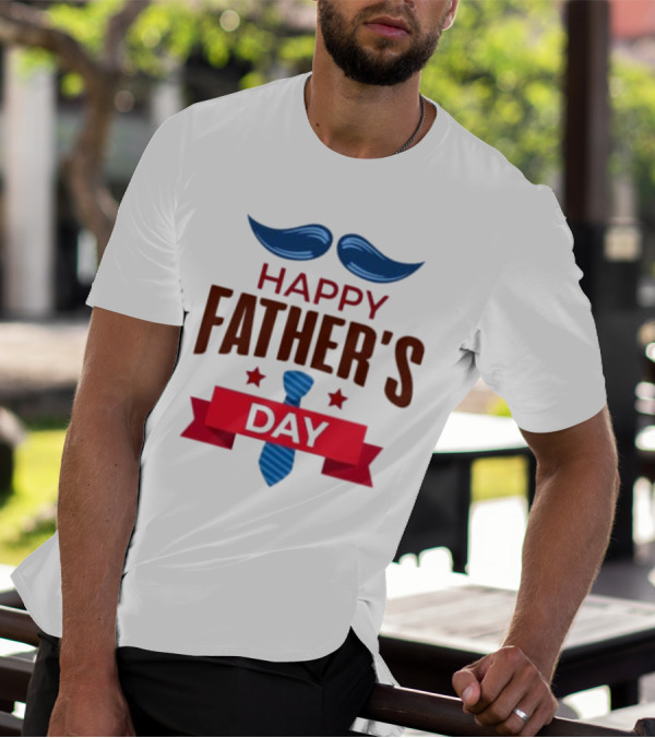 Happy Father's Day Blue Mustache And Tie T-Shirt